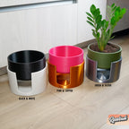Modern Elevated Planter and Plant Stand Set - 2-Piece Plant Pot with Drainage in Multi Colors & Sizes, Mid-Century Modern Indoor Plant Stand