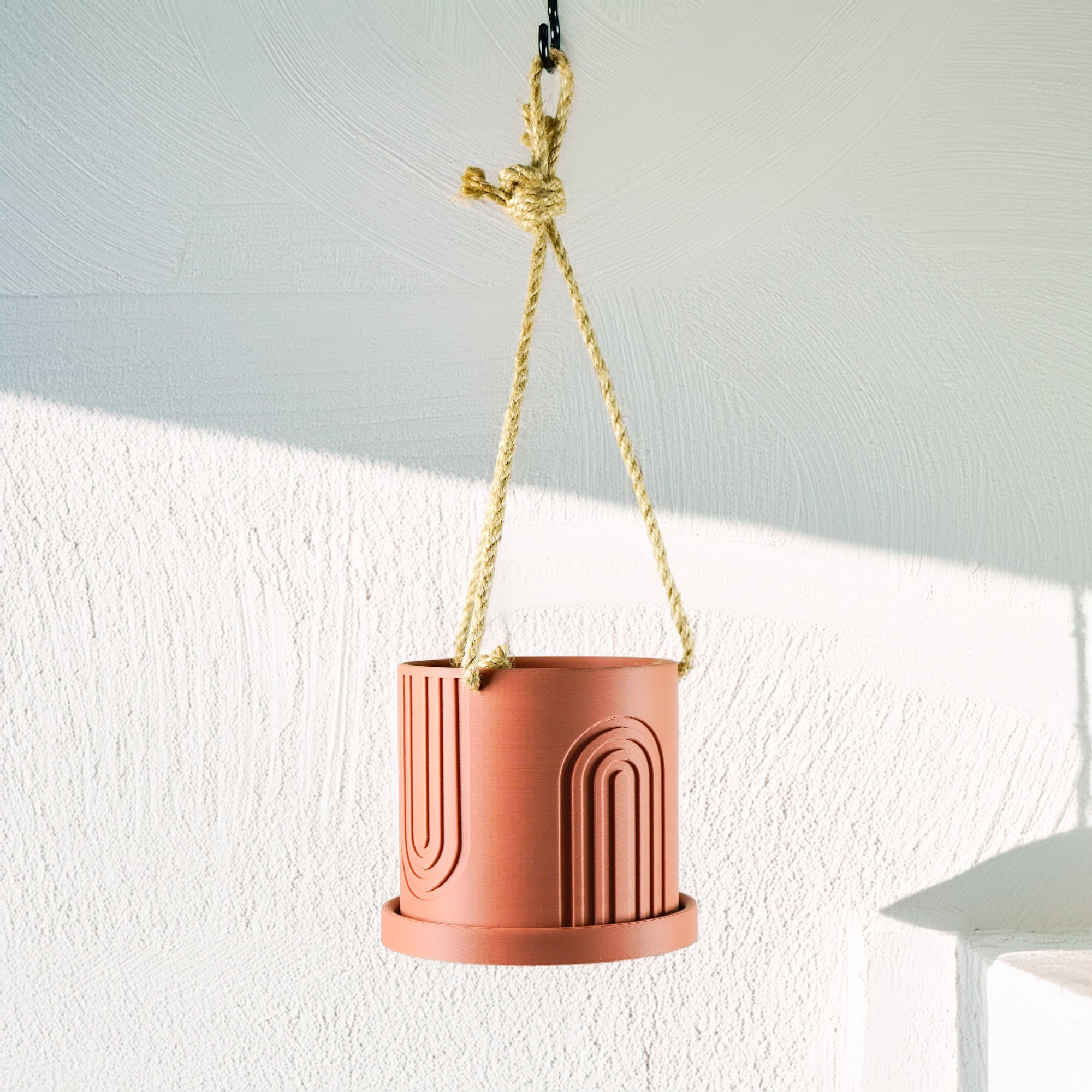 Indoor Hanging Planter for Indoor, 4 or 5 inch Hanging Plant Pot Unique Gift, 3D Printed Planter, Outdoor Patio Decor, Cottagecore Decor,BOW