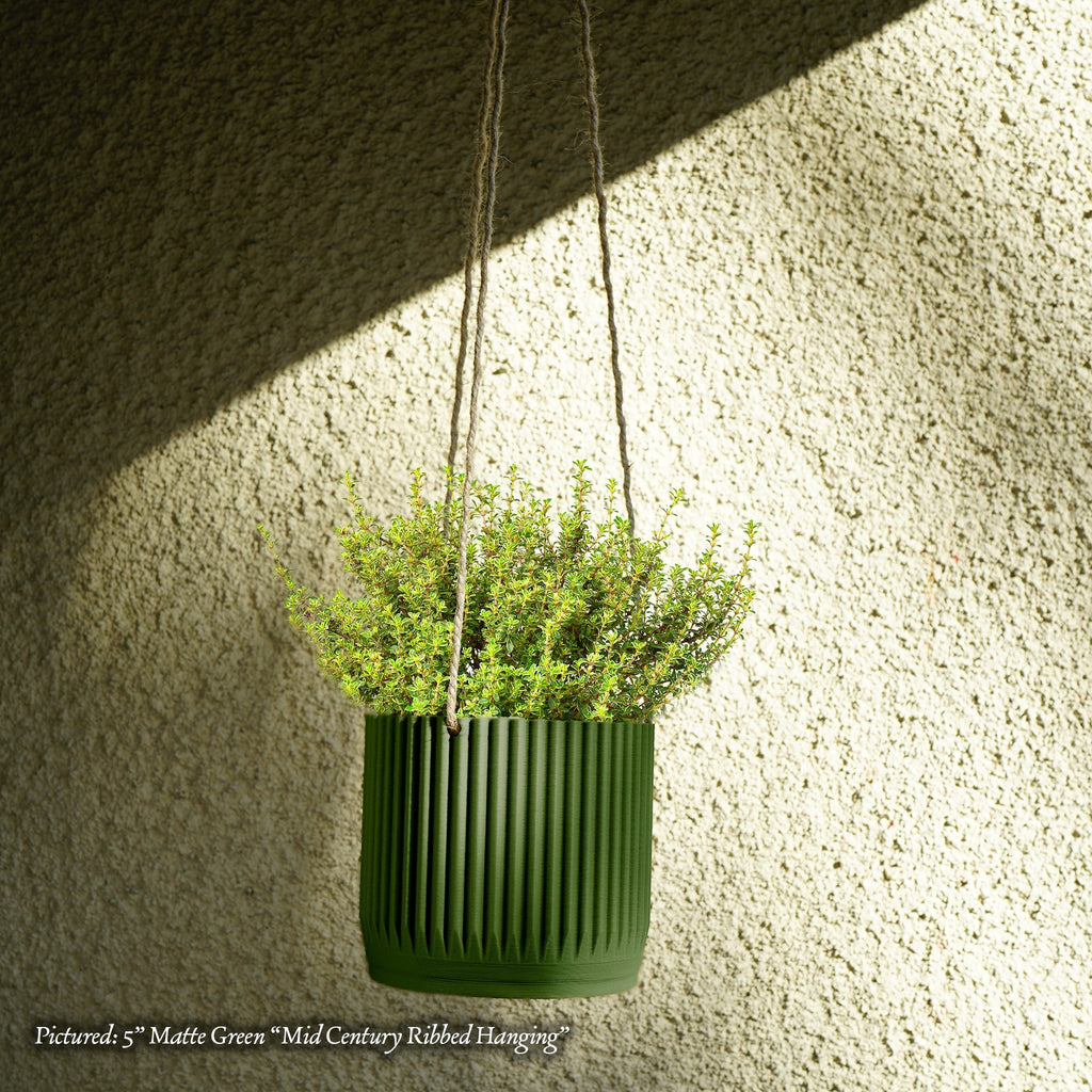 Mid Century Ribbed Hanging Plant Pots