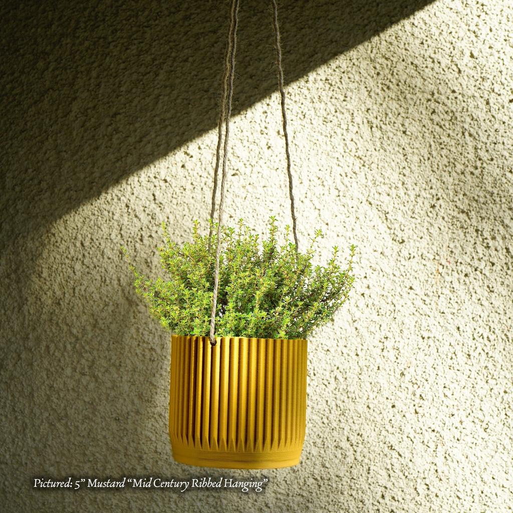 Mid Century Ribbed Hanging Plant Pots